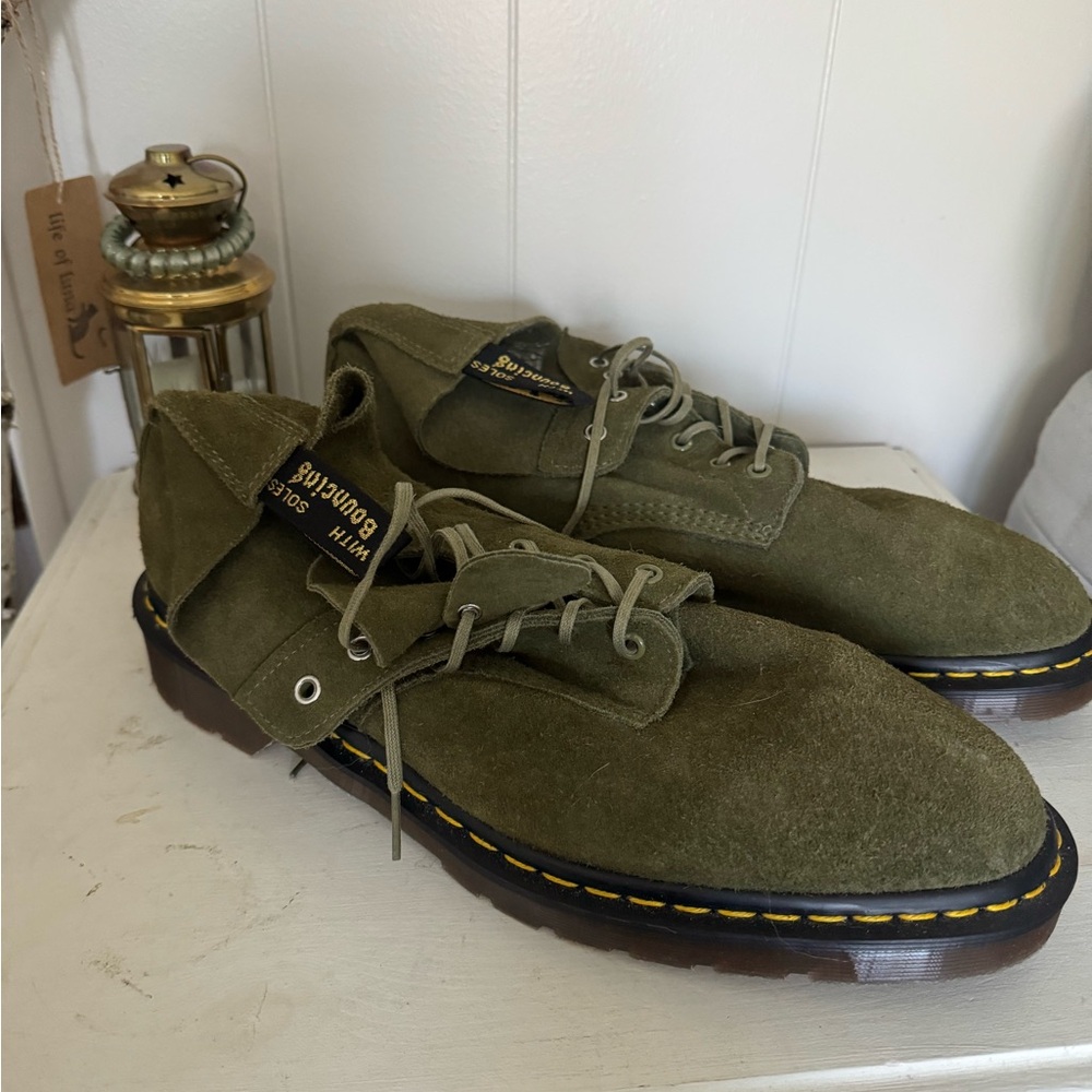 Green suede Dr. Martens